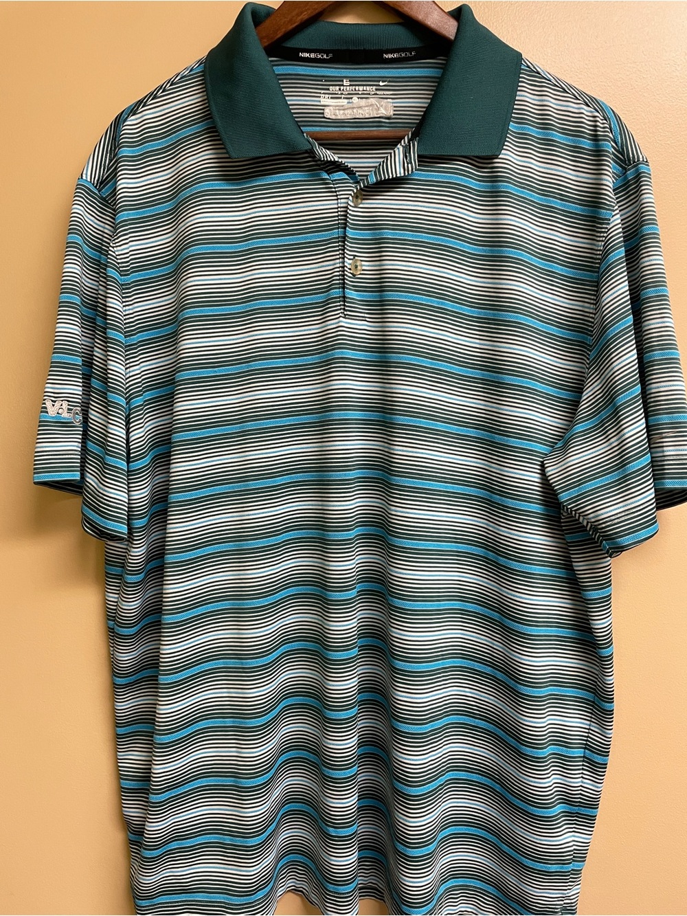 Nike Men's Striped Polo — Teal, Black & White